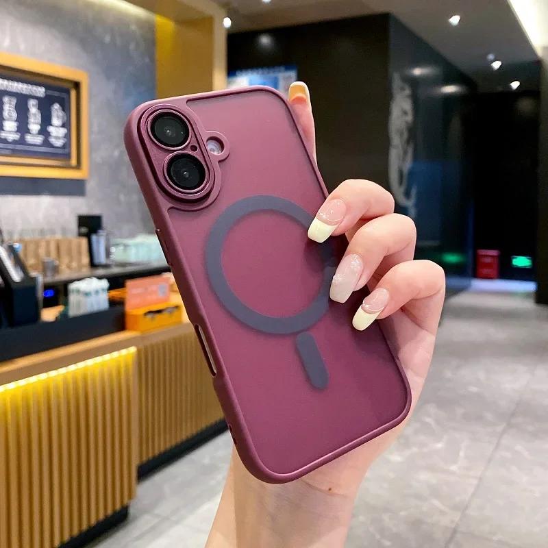 Luxury For Magasfe Wireless Charging Magnetic Matte Case for iPhone 16 15 14 Plus 13 12 11 Pro Max Shockproof Armor Bumper Cover