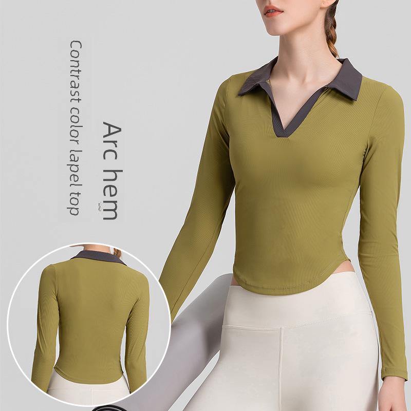 

Женская футболка для йоги с длинными рукавами Yujia 2024 года, весна — быстросохнущая, облегающая, фитнес-футболка Medium