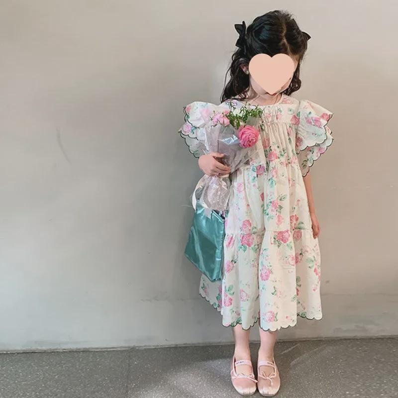 Rochie coreeană de prințesă cu imprimeu floral dulce pentru fete - Stil de vară 2024