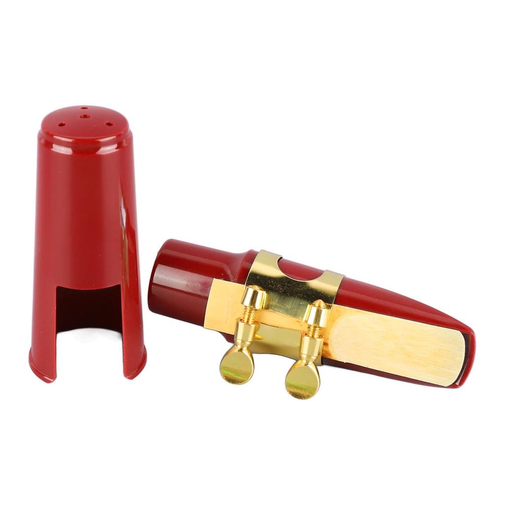 Alto Saxophone Mouthpiece Kit: Metal Ligature, 2.5 Reed, Cushion, Plastic Cap, Various Accessories, Compact and Portable, Gift (Red)