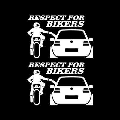 2Pcs/Set Respect for Bikers Funny Car Body Bumper Vinyl Decor Decal Sticker
