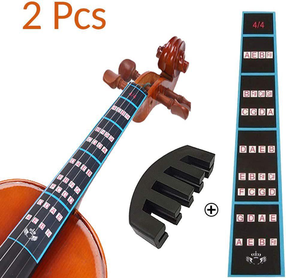 2-Piece Violin Fingerboard Scale Chart & Rubber Mute Set