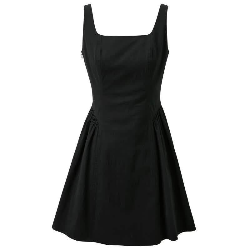 Sancai French Square Neck A-line Sleeveless Short Dress