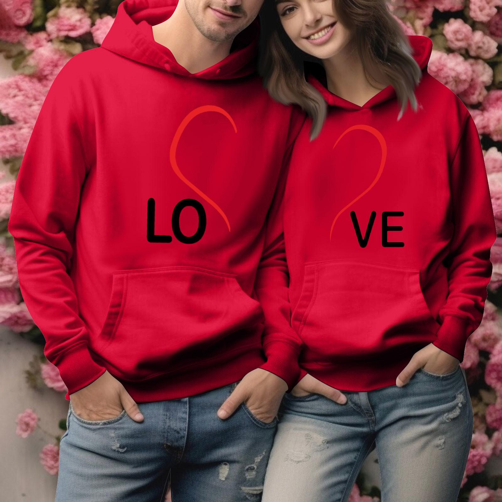 

Мужской круглый вырез с длинным рукавом, пуловер с принтом ко Дню святого Валентина, парная толстовка XL