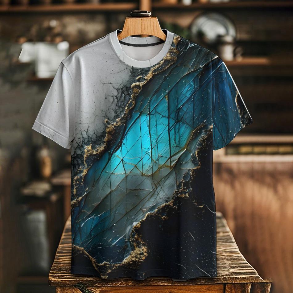 

Летний топ с круглым вырезом и 3D-градиентным принтом, модные повседневные футболки с короткими рукавами для мужчин XS