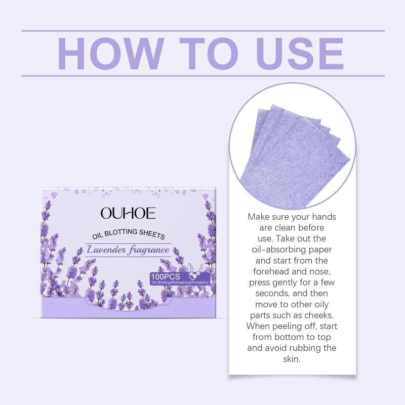 Ouhoe Lavender Facial Oil Absorbing Paper Continuous Shine Control Comfortable Skincare For Clearer Skin Moments