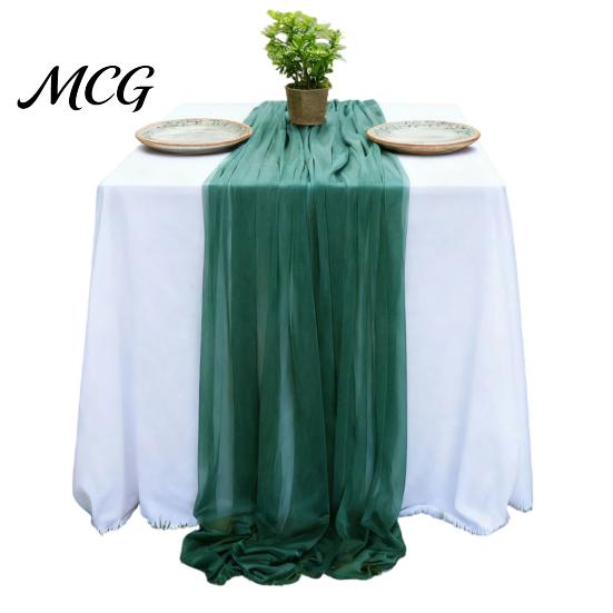 Table Protector Runner Sheer Flowing Runner, Chiffon Wedding Elegant Solid Color Scratch Resistant for Dining Home Bridal Shower Party Decor