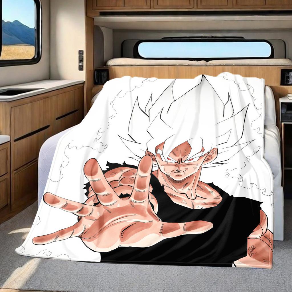 1 Stück Son Goku Druck Flanelldecke, Hohe Qualität für alle Jahreszeiten, Heimdekoration, Wärme und Komfort, Perfekt für Weihnachtsgeschenke