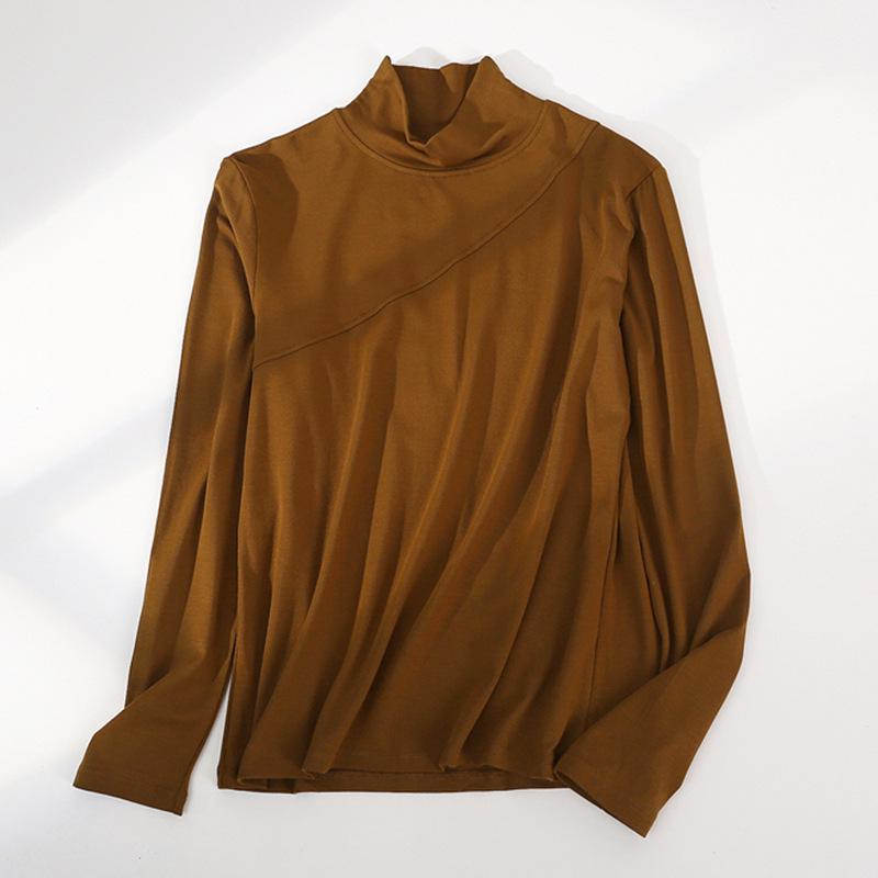 Strato Base Dimagrante Collo Alto Senza Cuciture di Nicchia - Manica Lunga, Patchwork, Capo d'Abbigliamento Casual