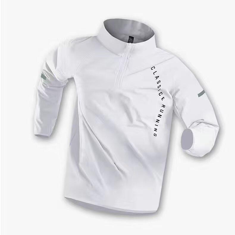 

Unisex Quick-Dry Long-Sleeve Running & Cycling Suit for Autumn & Spring, Featuring Training Stand-Up Collar with Half-Zip 4XL белый