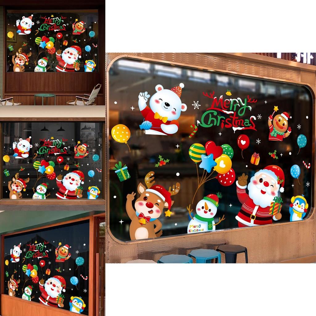 Pegatinas Estáticas Navideñas Con Diseño de Papá Noel Renos Muñeco de Nieve Para Puertas Y Ventanas