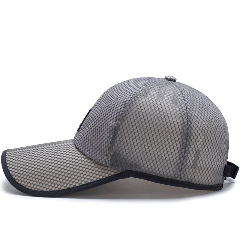 Summer Outdoor Sunshade Mesh Hat, Men's Extended Brim Leather Label Baseball Cap, Sunscreen Hat