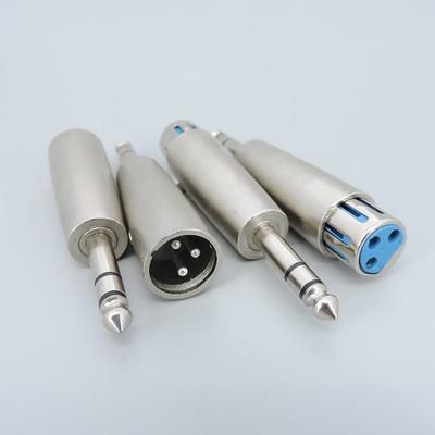 Silver Nickel Plated 3 Pole Stereo 1/4" 6.35mm 6.5 Male To 3Pin XLR Male Female Jack Plug Microphone Adapter Cable Connector A1
