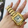 Orologio da Donna Oro Acciaio Massiccio Cinturino Quadrato Romano Impermeabile Orologio al Quarzo di Fascia Alta