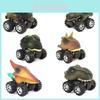 Set Of 6 Dinosaur Model Boomerang Cars Vibrant Mini Toy Gift For Kids