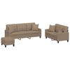 Vidaxl 3-Cz. Living Room Set with Cushions, Cappuccino, Eco-Leather