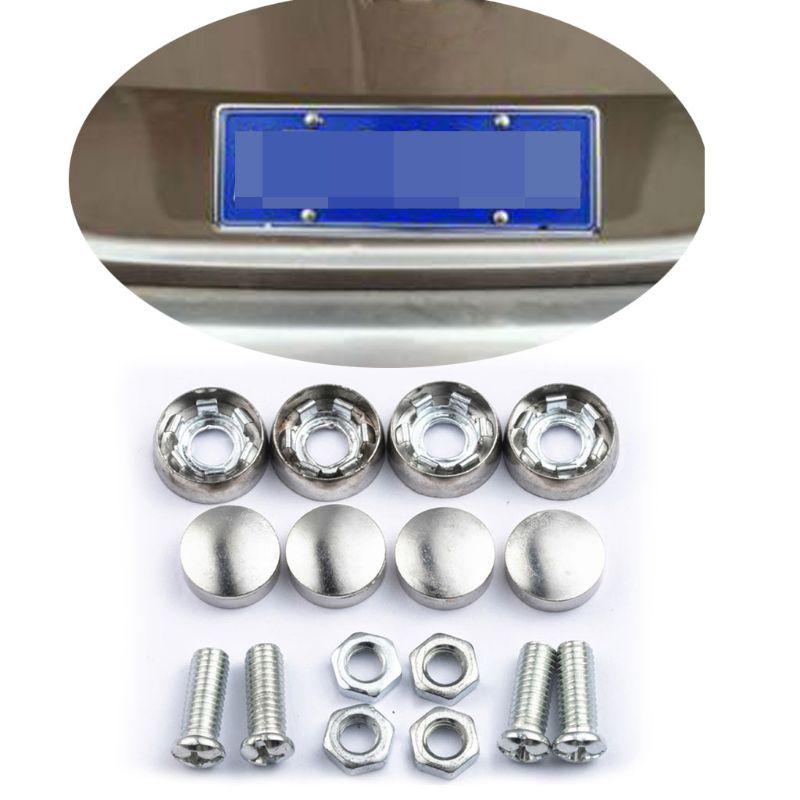Universal Car Truck License Plate Frames Screw Cap Kit Tag Metal Latches Cover