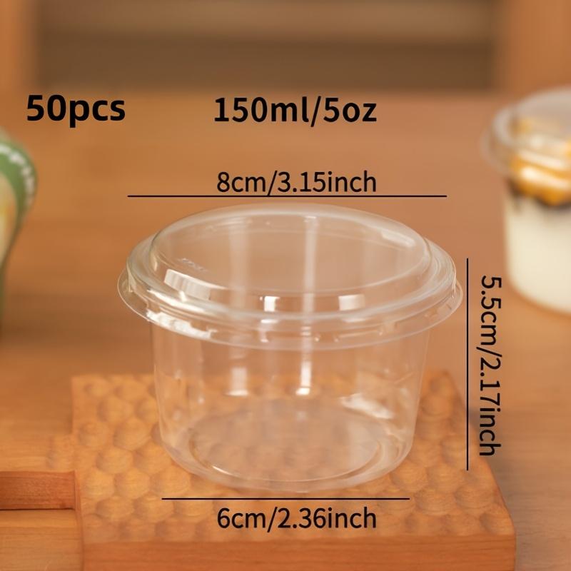 

[Многоразовые стаканчики для вечеринок] 50 шт. Прочные небьющиеся многоразовые стаканчики для вечеринок с крышками | Прозрачные десертные контейнеры для тортов, мусса 50 Pieces