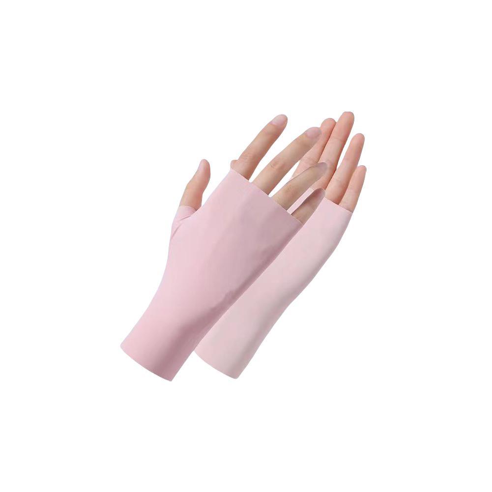 Women Fingerless Sunscreen Gloves Thin Cool Ice Silk Silky Sun Block Driving Gloves For Women Men Driving Summer UV Protection