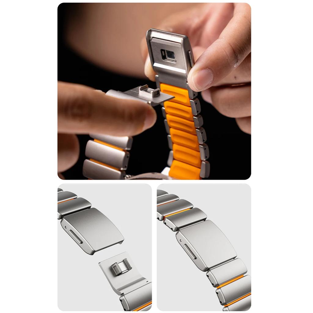 Cinturino Magnetico in Titanio e Silicone per Apple Watch Ultra 3/2/1 49mm Serie 11 10 46mm Cinturino Metallico per Iwatch 9 8 7 45mm 6 SE 5 44mm