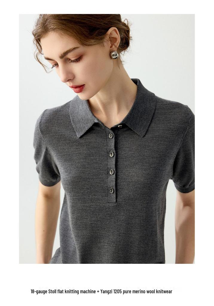 Women's Superfine Wool Knit Vest POLO Shirt