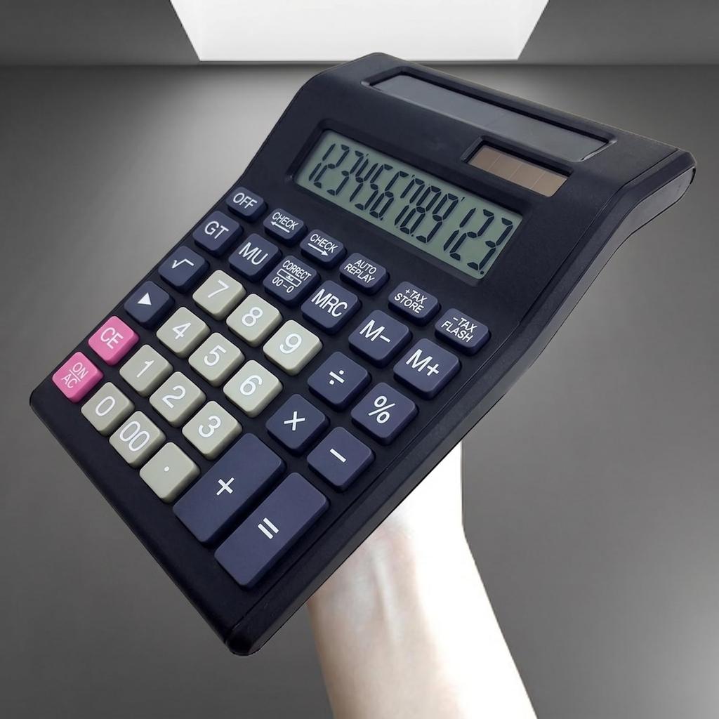 MIMIA Calculator Easy to Press and Read Solar Battery Hybrid Power Calculator Large Dual Screen Display Solar Powered Dual-Screen - - & - 12-Digit - -