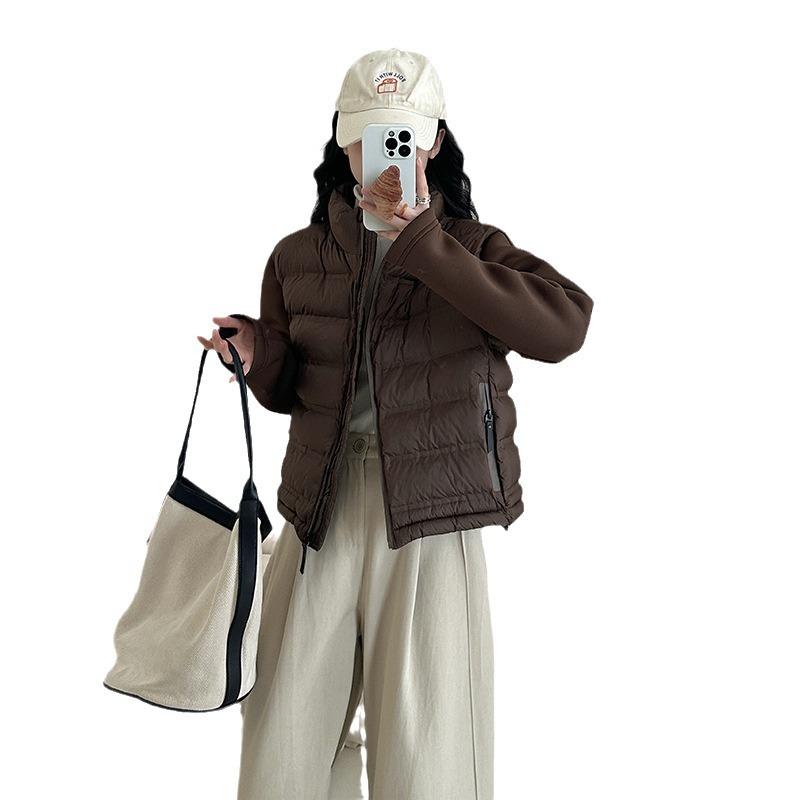 Light and Light Cotton Clothes for Female Students Autumn and Winter 2025 New Stand-up Collar Loose Long Sleeves Thickened Padded Short Cotton Jacket