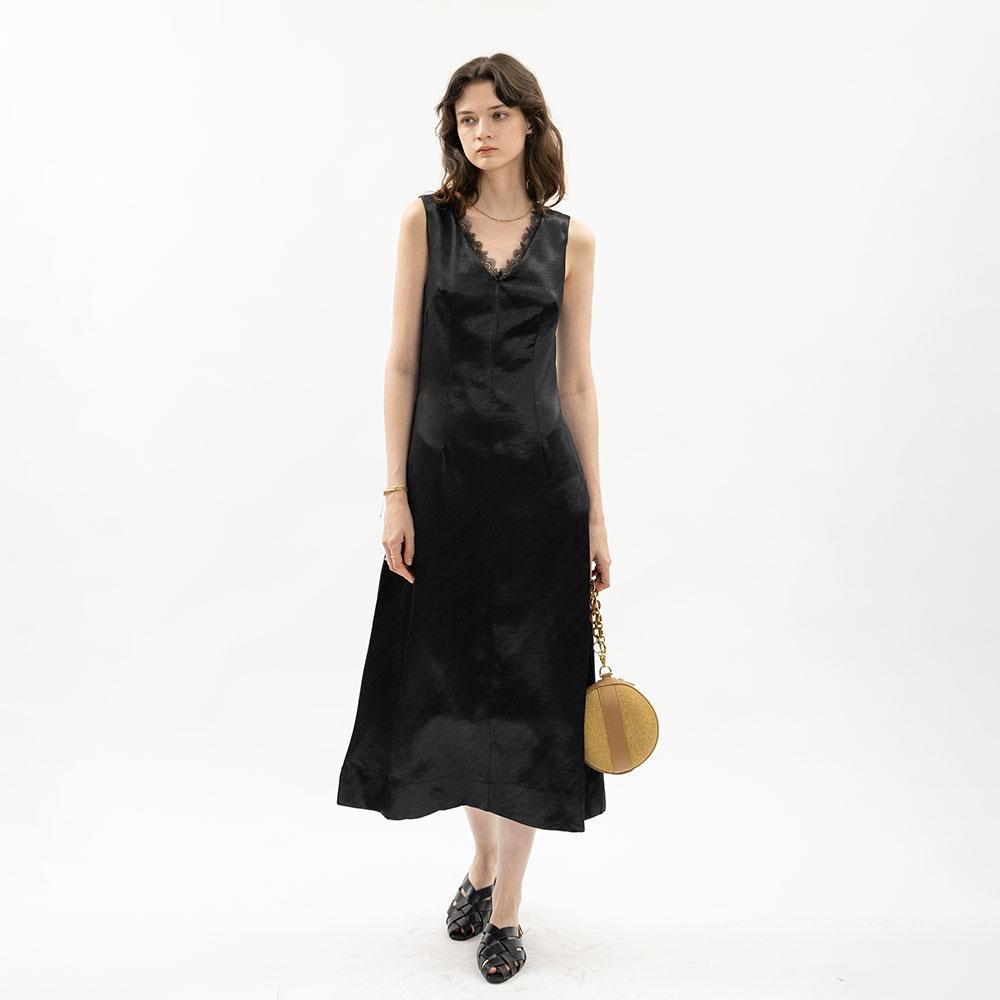 WEDNESDAY DELIGHT Wd_Silky Lace Line Dress_3Color