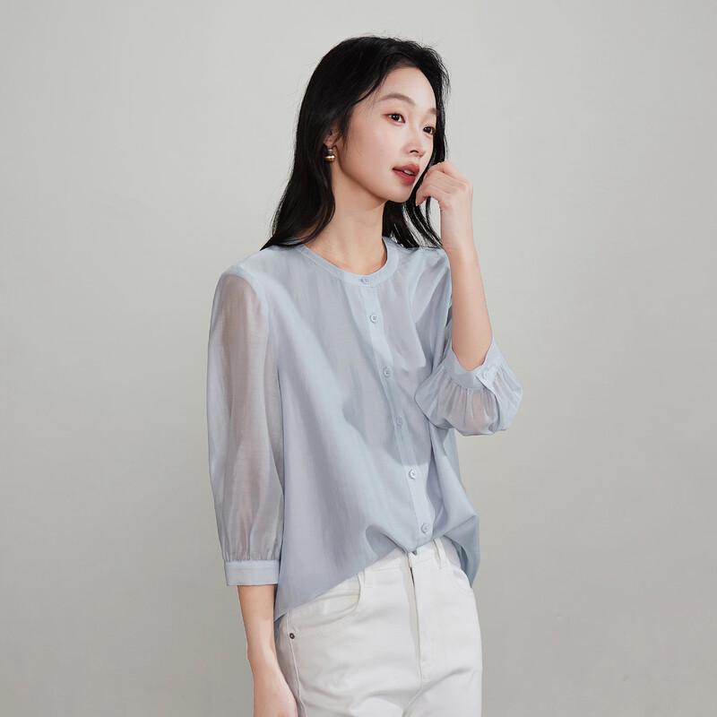 SOFSIL Women s Round Neck Seven-Sleeve Casual Shirt M