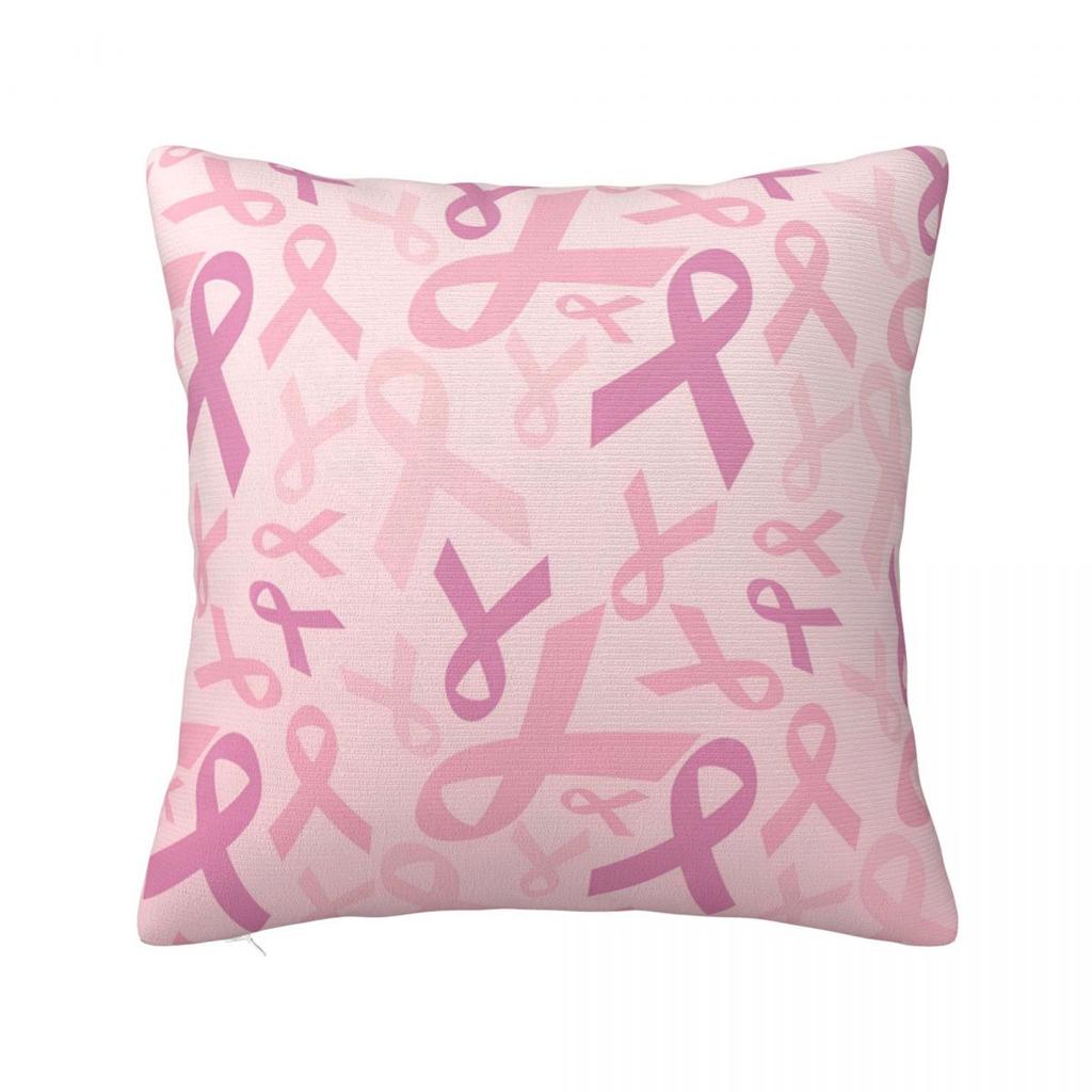 Breast Cancer Awareness Ribbon Pillow Case Cushion Covers Fashion Zipper Decor Pillowcase for Car 4040cm