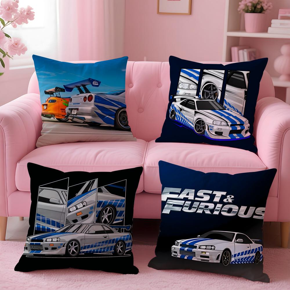 F-Fast And F-Furious R-R34 Cushion Cover Plush Fabric Soft Double-Sided Printed Sofa Warm Winter Home Gift Pillow Cover