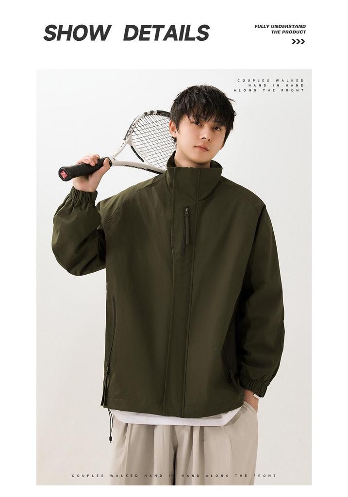 Men's Retro Bad Boy Loose Fit Stand Collar Windbreaker - Spring 2026 Outdoor Mountain Style Jacket