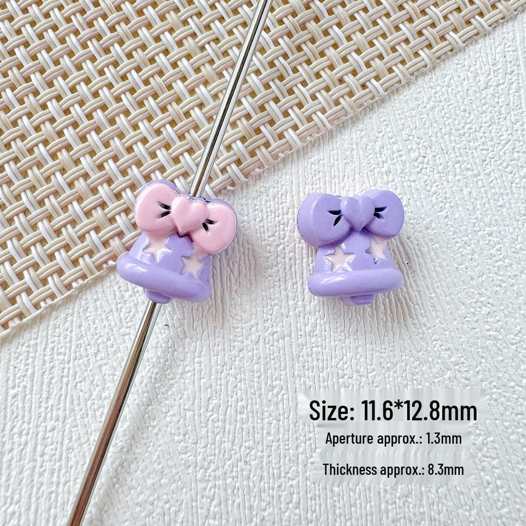 Colorful Macaron Bell Bow Alloy Handmade DIY Beaded Phone Chain Necklace  Hair Clip Accessories Single Price
