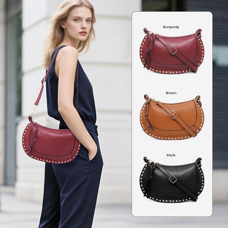 Exquisite Rivet Half-Moon Crossbody Bag European And American Hot-Selling Single Shoulder Crescent Bag