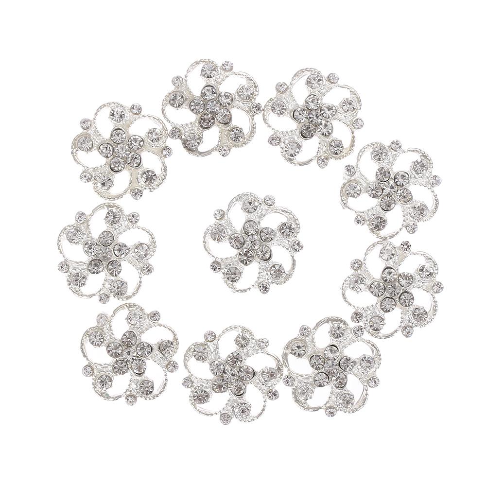 10PCS Pearl Flower Rhinestone Buttons For Hair Pins Clothing Decoration Vintage Buttons DIY Crafts Apparel Sewing Accessories