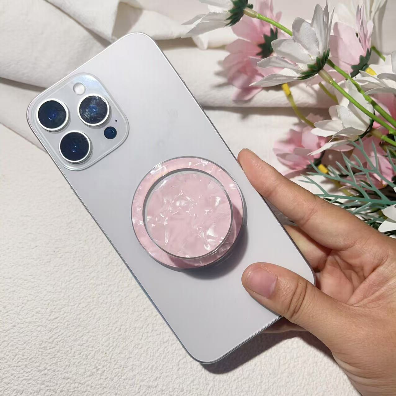 

Роскошный Блестящий Разноцветный Круглый Магнитный Держатель Griptok Подставка-Держатель для Телефона Поддержка для iPhone 16 для iPad Magsafe Smart Tok розовый