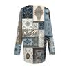 Modieuze casual damestop met lange mouwen, retroprint, V-hals en middellange lengte