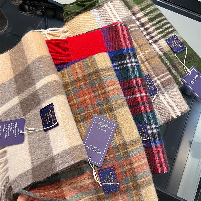 2024 British Red Plaid Imitation Cashmere Scarf: Cozy Winter Neck Shawl Gift