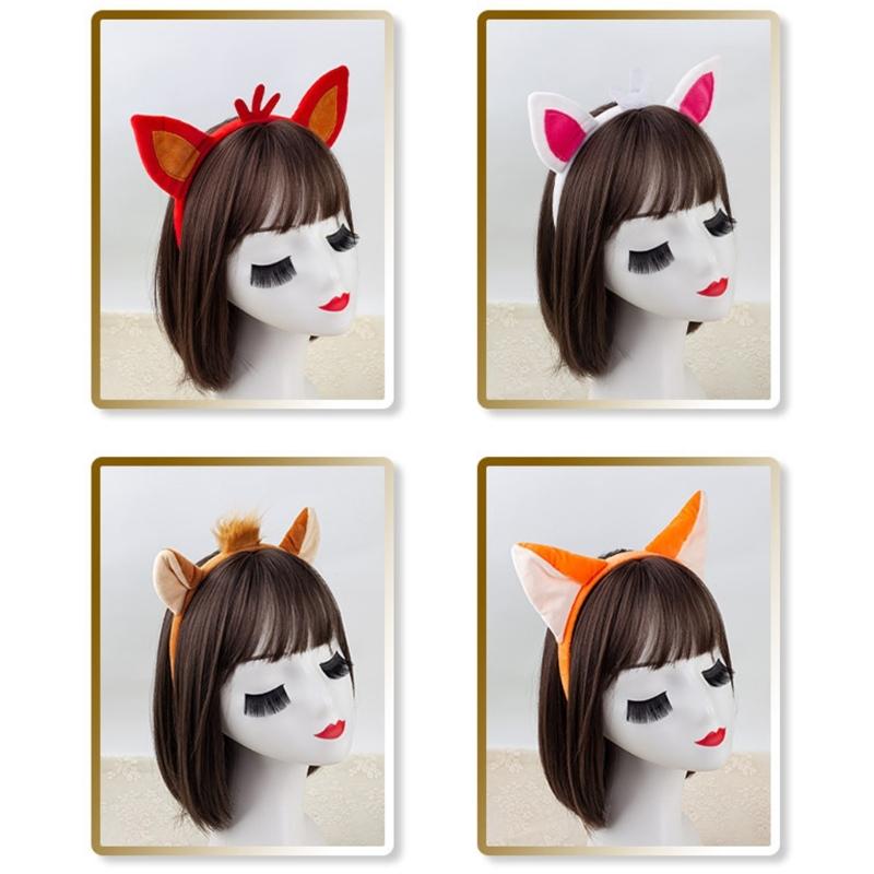 Foxes Costumes Set Foxes Ear Headbands Tail Nose Bowtie Tutu Skirt Animal Cosplay Costumes for Halloween Christmas Party