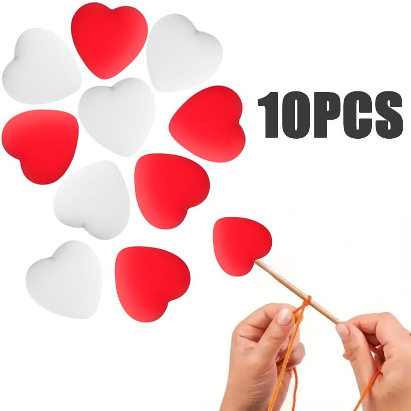 8/10/12PCS Multicolor Heart Stitch Needle Tips Stoppers Silicone Knitting Needle End Caps Cute Knitting Needle Point Protectors