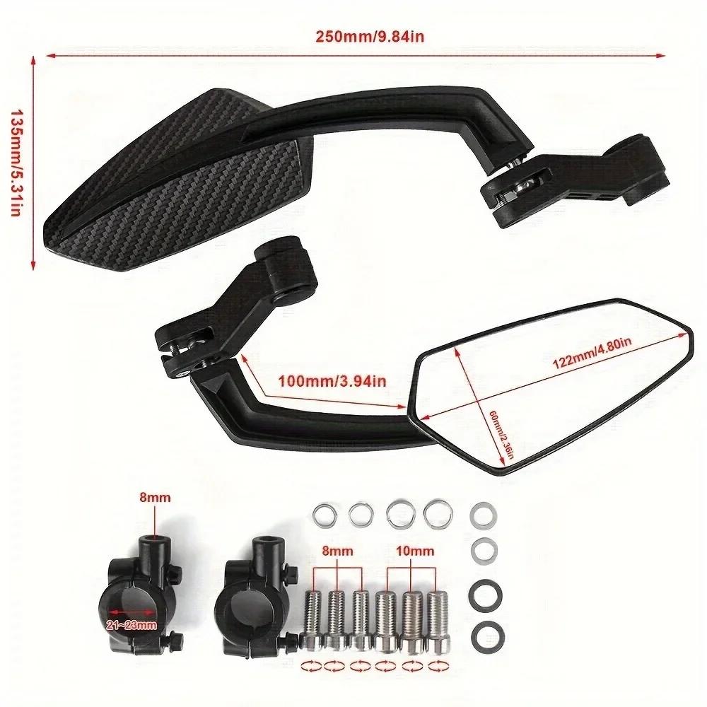 Universal Bike Handlebar Rear View Mirrors 360° Rotatable Wide Angle Safety Glass for Bicycles E-bikes