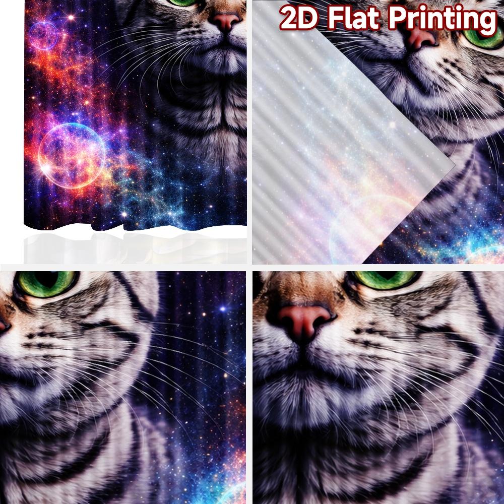 2D Flat Printing 2pcs Curtain Party Window Curtains Cosmic Cat Portrait Digital Printed Polyester Drapes Birthday Party Use for