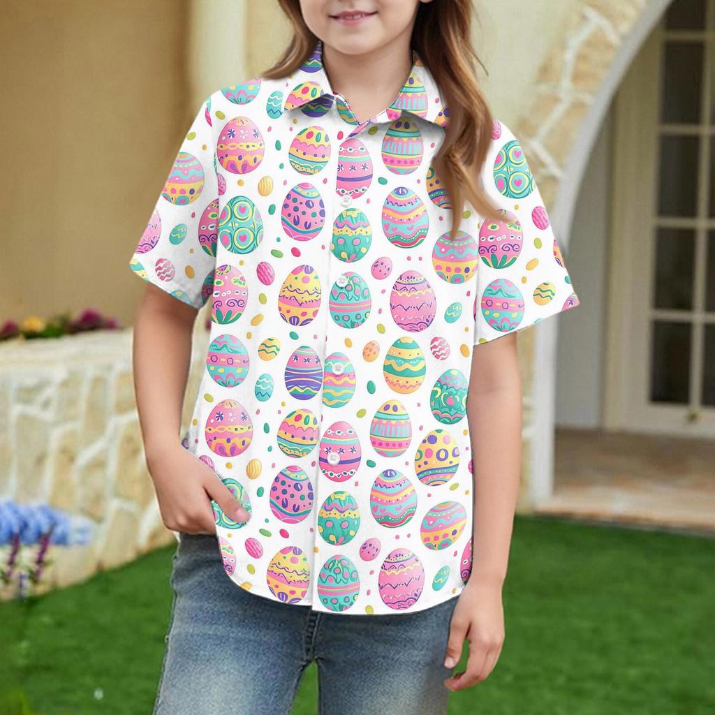 Summer Girls' Short Sleeve Blouse School Uniform Button-Up Shirt Kids Summer School Uniform Button Down Shirt