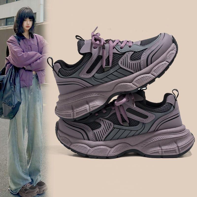 Raspberry Purple Dad Shoes New Ins Student Campus Platform Sports Running Casual Shoes