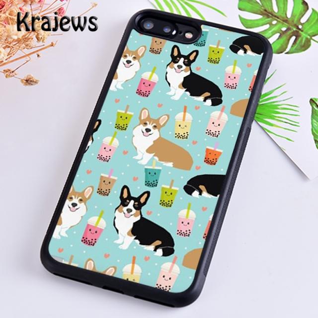 Krajews Corgi und Bubble Tea Weiche Handyhülle für iPhone 14 5 6s 7 8 plus XR XS 11 12 13 pro max Samsung S21 S22ultra Plus