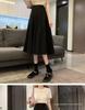 2024 Black High-Waisted Mid-Length A-Line Skirt: Slimming, Versatile Women's Skirt for Spring & Summer