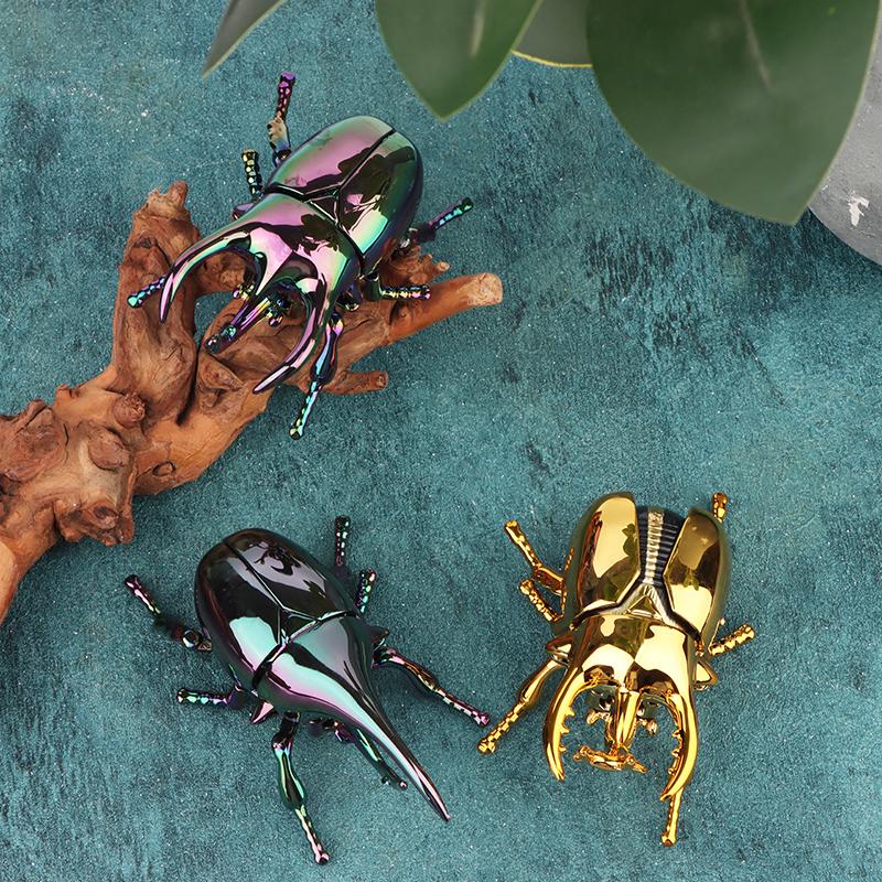 Wind Up Beetle Bionic Toys Creative Prankster Animated Insect Toy Model Beetle Children'S Battle Plastic Animals Wind Up Toy