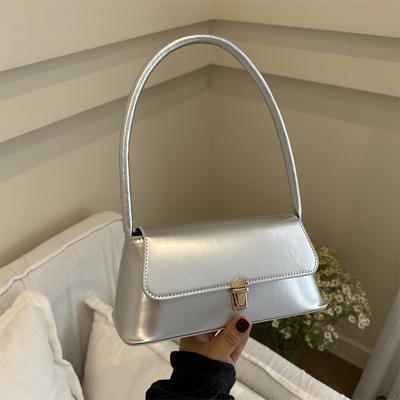 Temperament Simple Solid Color Lock Shoulder Bag Women's 2025 Spring and Summer New Niche High Value Underarm Bag Women's Bag