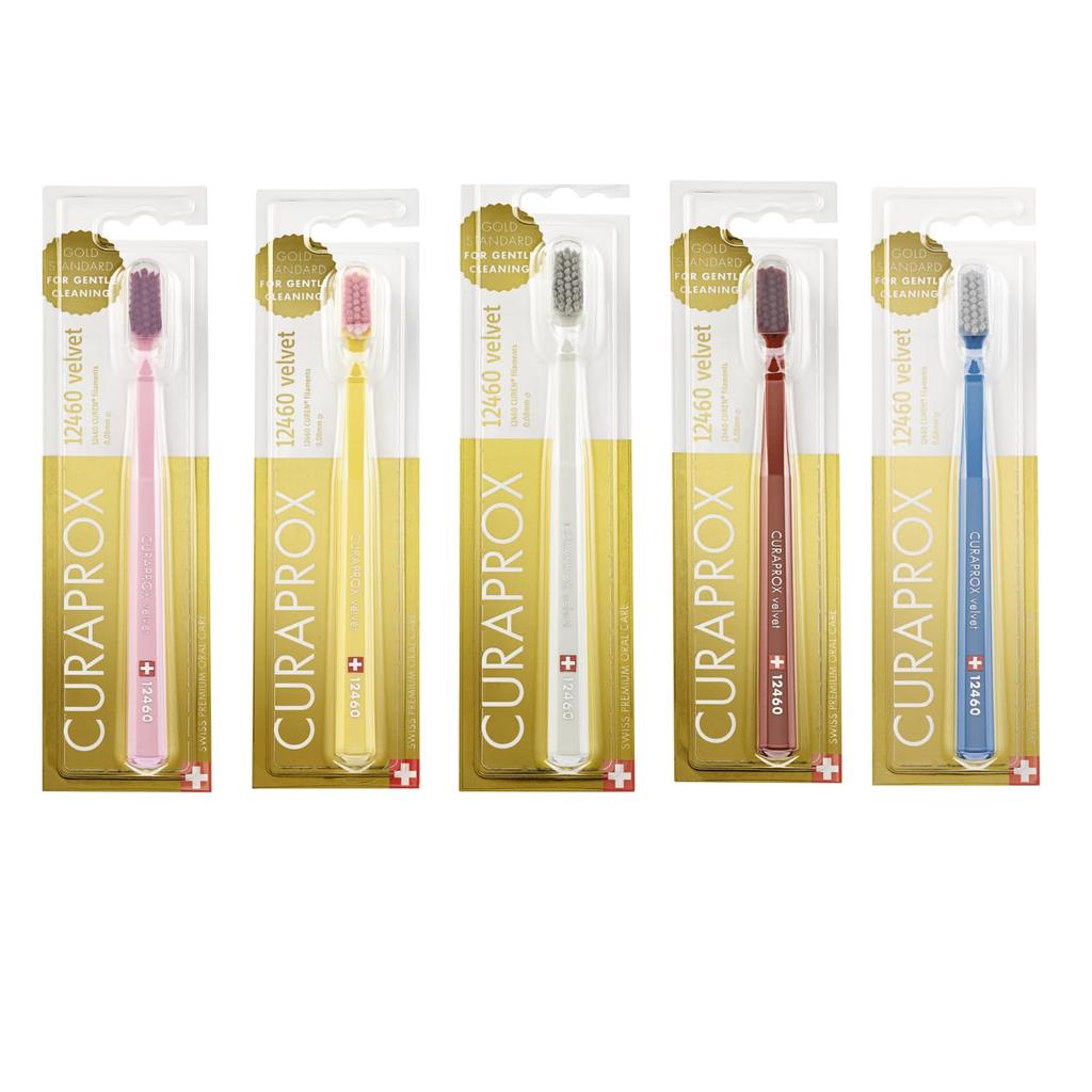 CURAPROX Zahnbürste CS12460 Velvet Flocked Pieces Assorted Blisterpackung 12.460 Stück (Jede Farbe) (Zufällig, 5)