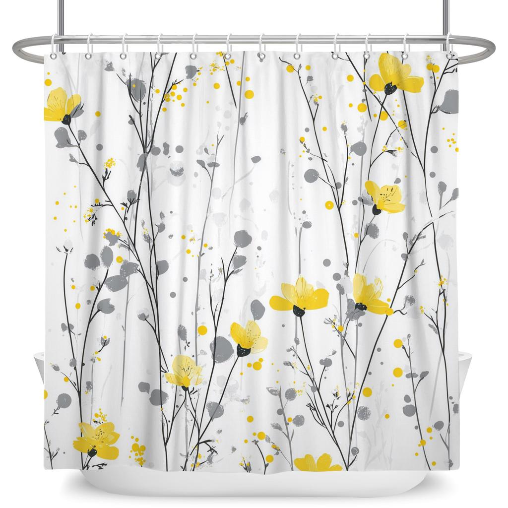 Fresh Natural Style Bathroom Shower Curtains Butterfly Flowers Green Leaves Home Bathroom Decor Waterproof Curtain With Hooks